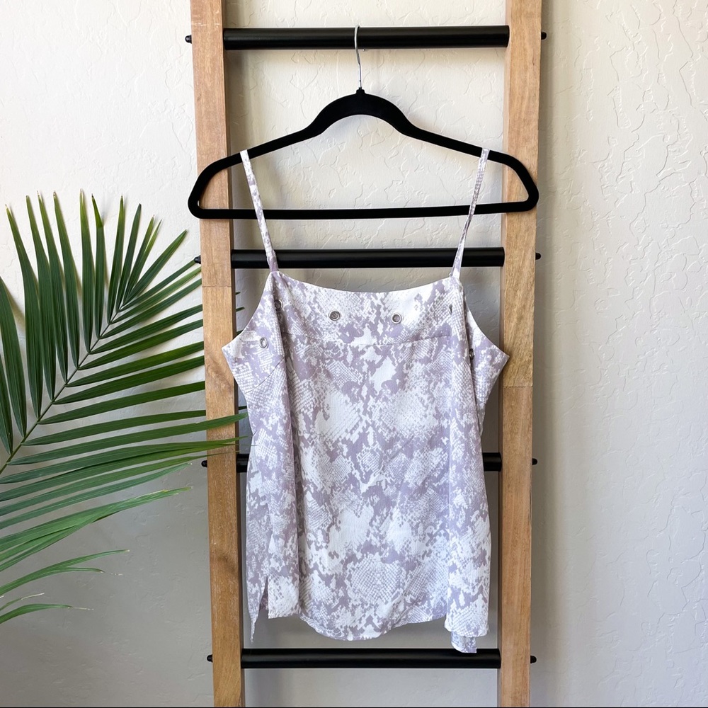 Jennifer Lopez Lilac Snakeskin Eyelet Spaghetti Strap Sleeveless Tank Top